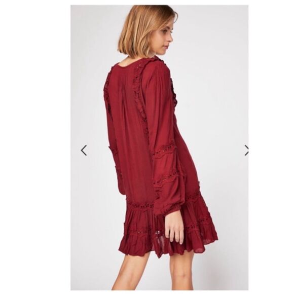 Free People Snow Angel Ruffled Dress In Red - Picture 4 of 8